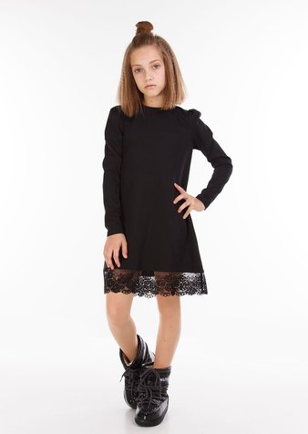 Платье для девочки Ноир кружево черный, 122