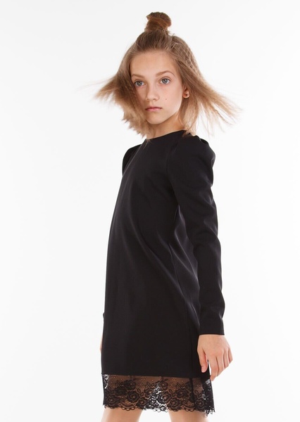 Платье для девочки Ноир кружево черный, Черный, 146