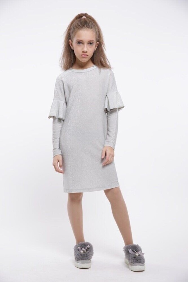 Нарядне плаття для дівчинки Боні сріблястий, Сріблястий, 122