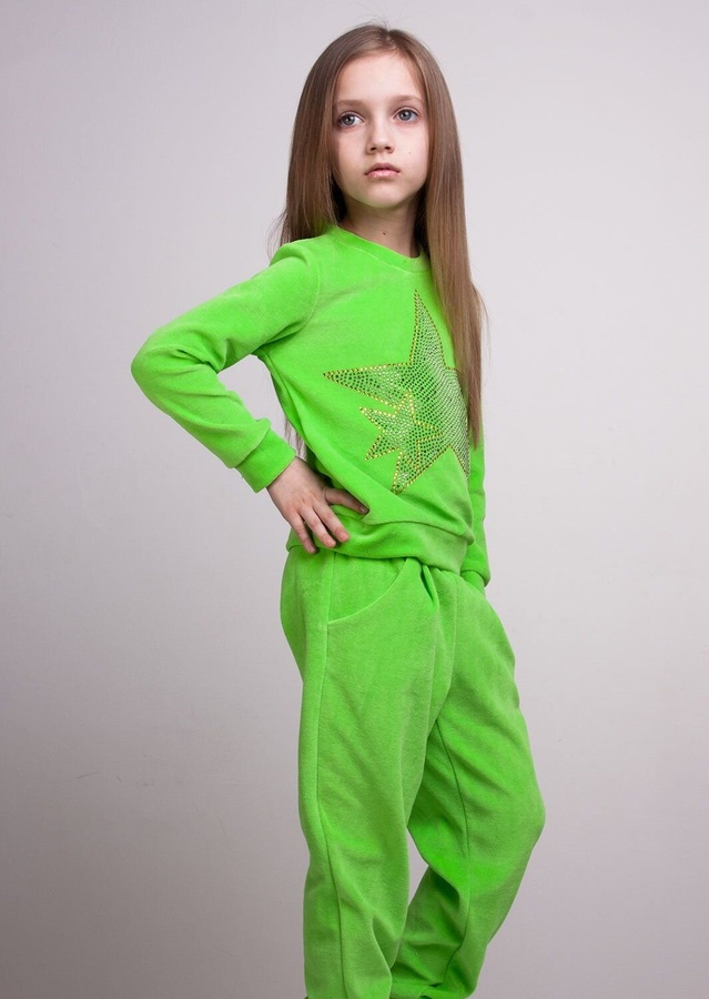 Свитшот для девочки Гамма зеленый, Зелёный, 134