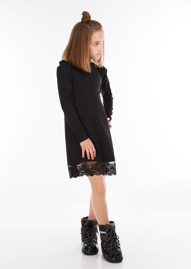Платье для девочки Ноир кружево черный, Черный, 122